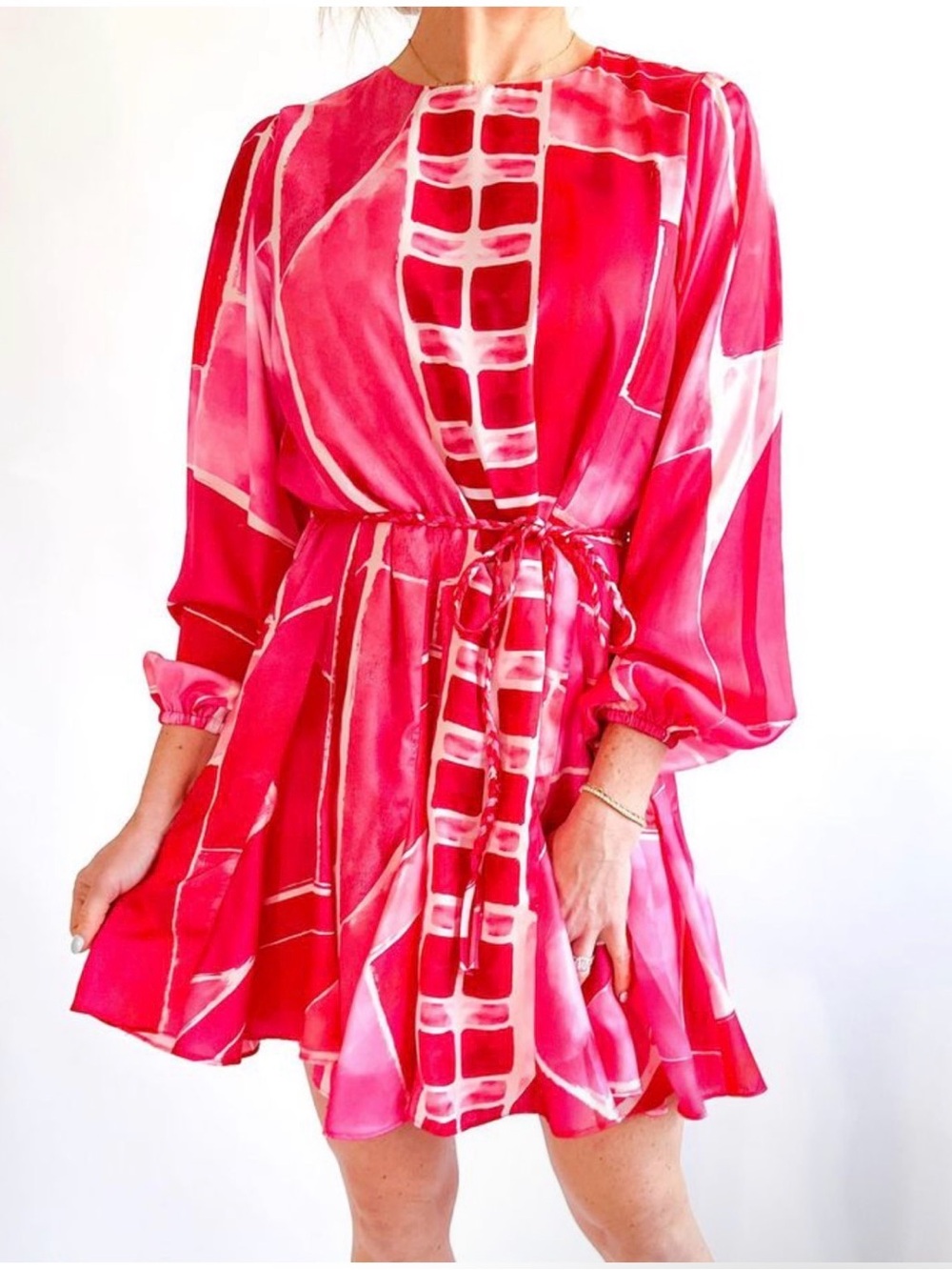 🩷 Willa Story New Pink Patterned  Mini Dress
